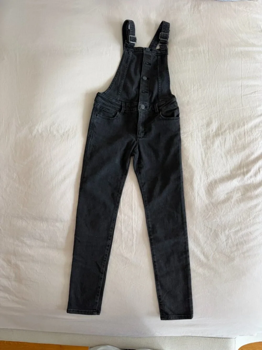 Gap Girls Black Denim Skinny Overalls Size M Like New